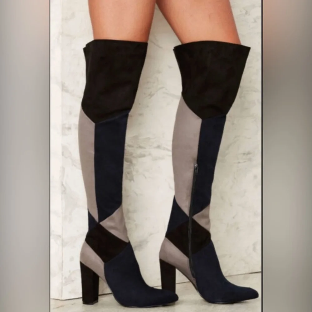 Madden Girl Deeon Knee High Block Heel Boots Women’s Size‎ 7 | Colorblock